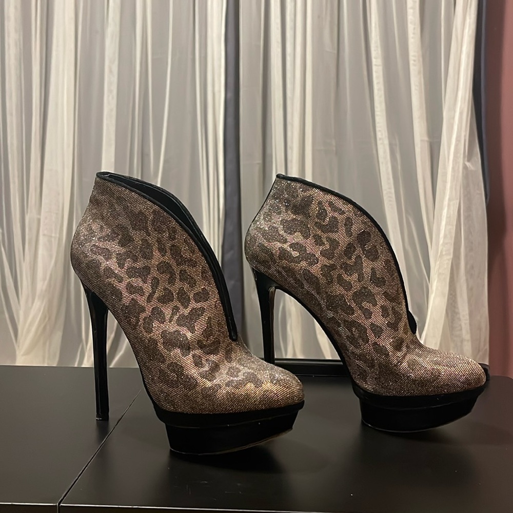 Brian Atwood Animal print glitter booties!